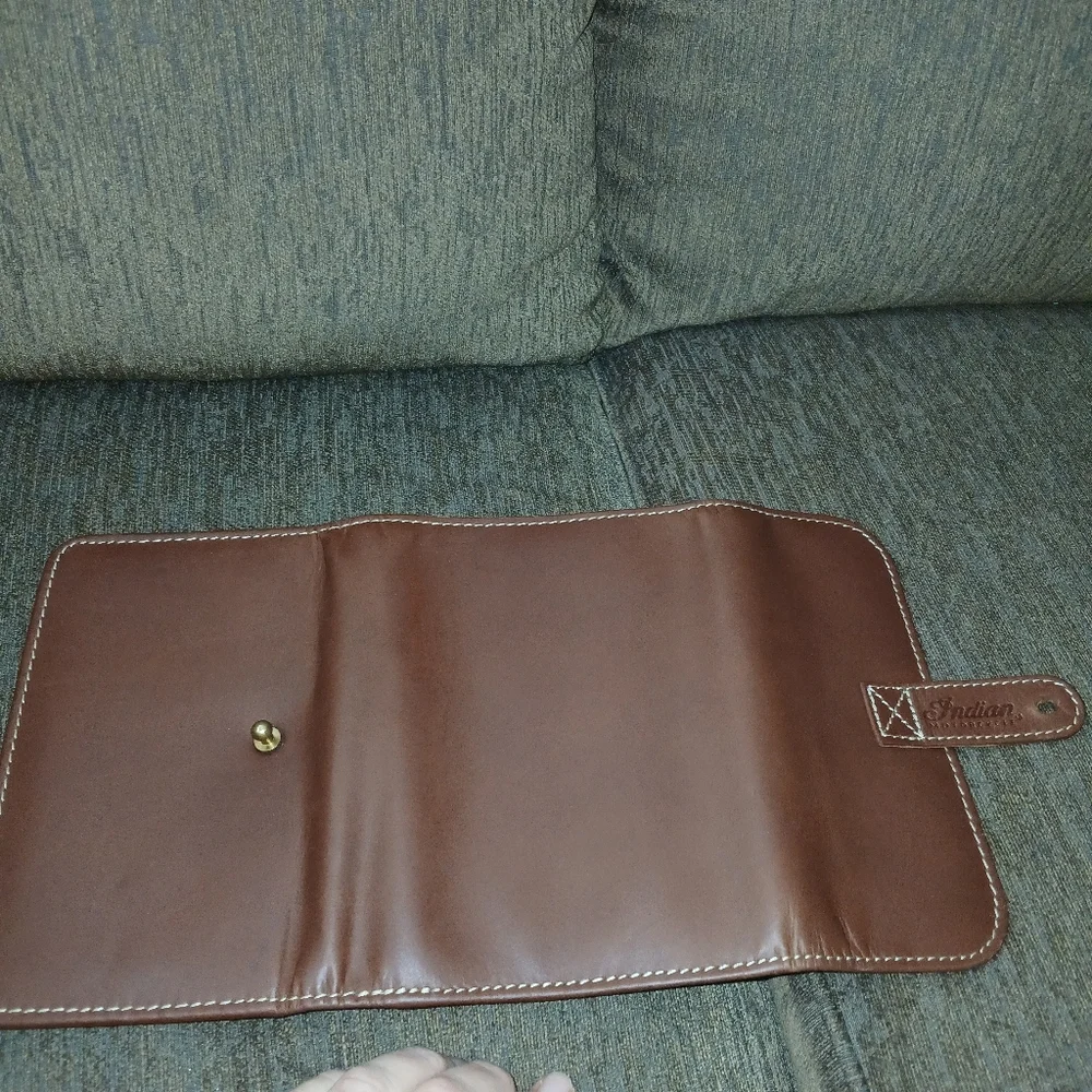 Vintage Indian Motorcycle Tri-fold leather wallet